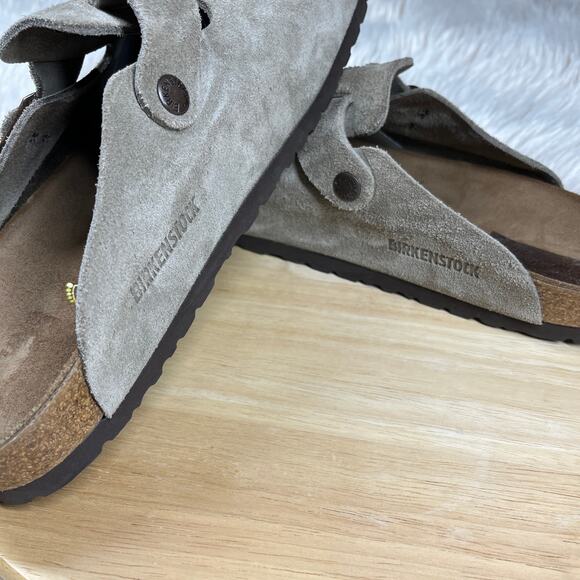 Birkenstock Boston Clogs Womens Size 41 (L10 M8) Taupe Suede Leather Slip On - Picture 7 of 11